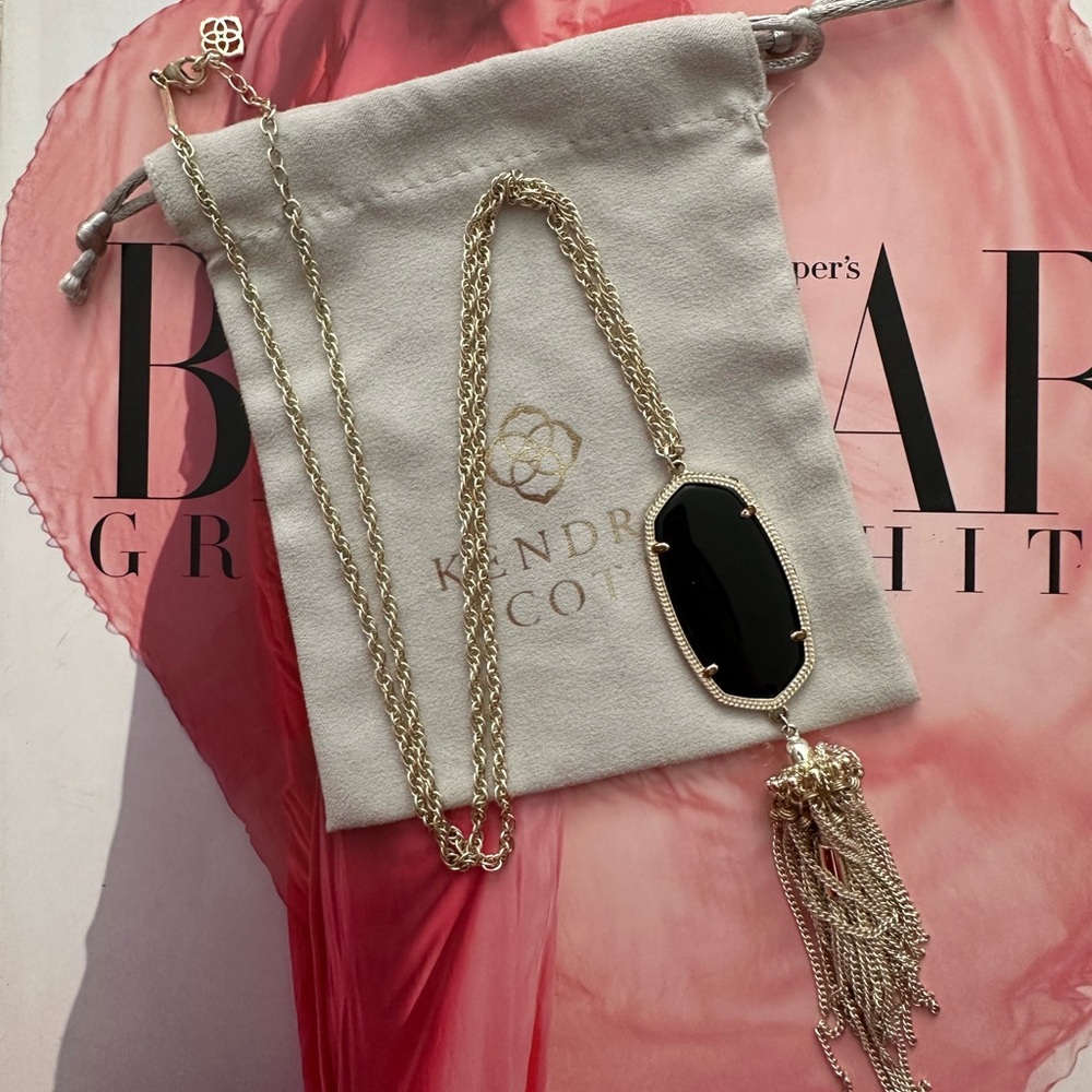 Kendra Scott Gold Rayne Necklace with Black Stone